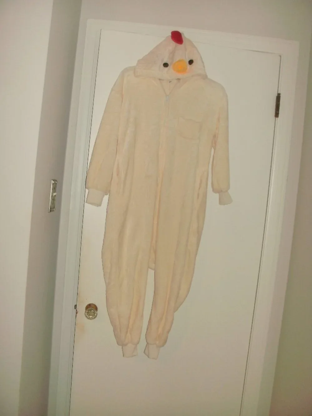 CUTE Chicken Costume Cosplay Halloween One Piece Zipper Front Soft Plush 8-10